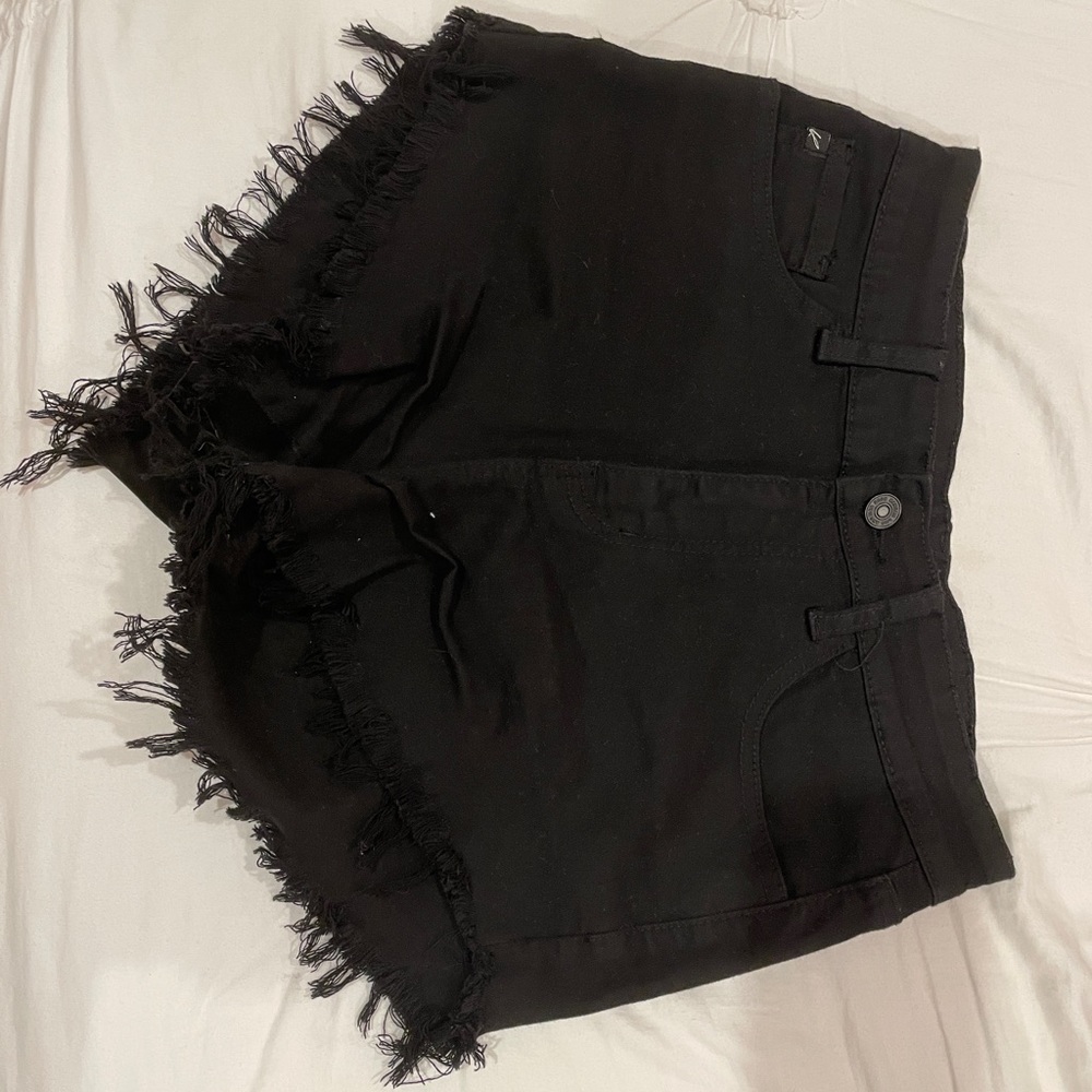 Black highrise jean shorts